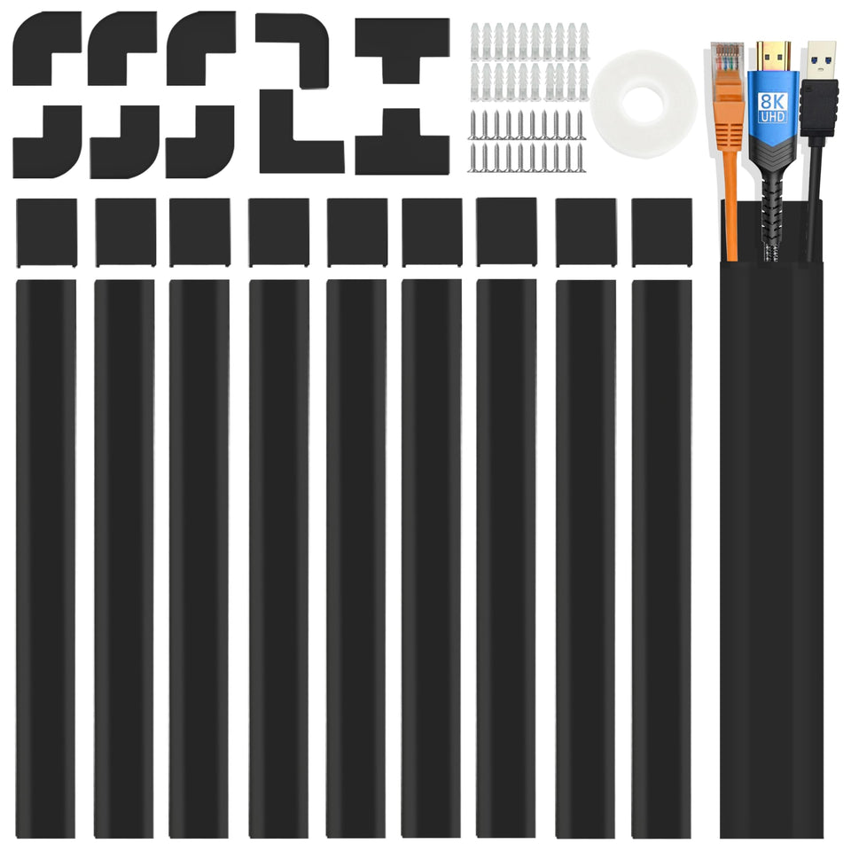 Bestong cable cover wall kit full set hides TV wires neatly.
