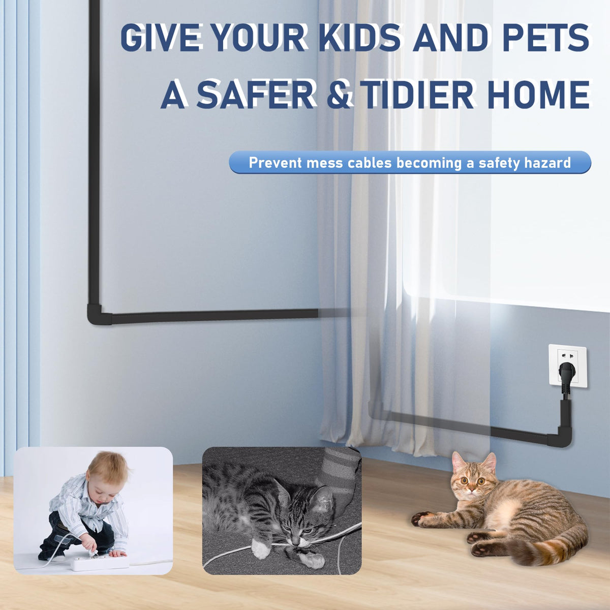Bestong cable cover wall paintable surface blends with decor.