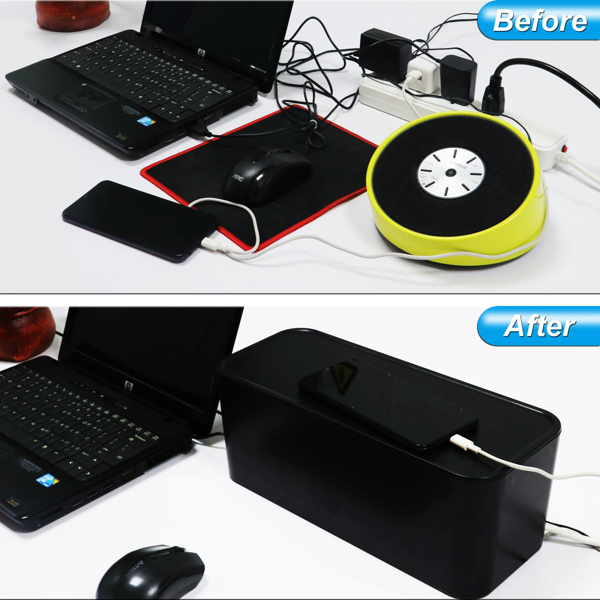 Bestong Cable Management Box with non-slip base improves desk stability