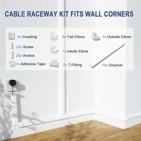 Bestong Cord Cover kit with adhesive tape enables drill-free installation