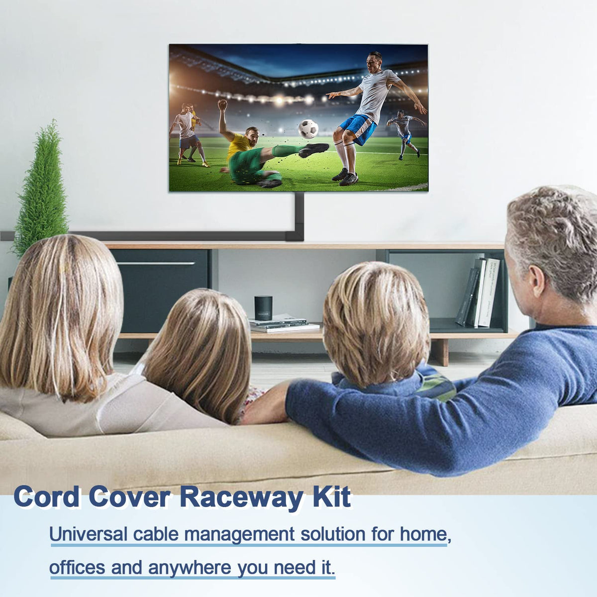 Bestong cord cover mounted behind TV creates sleek wire management