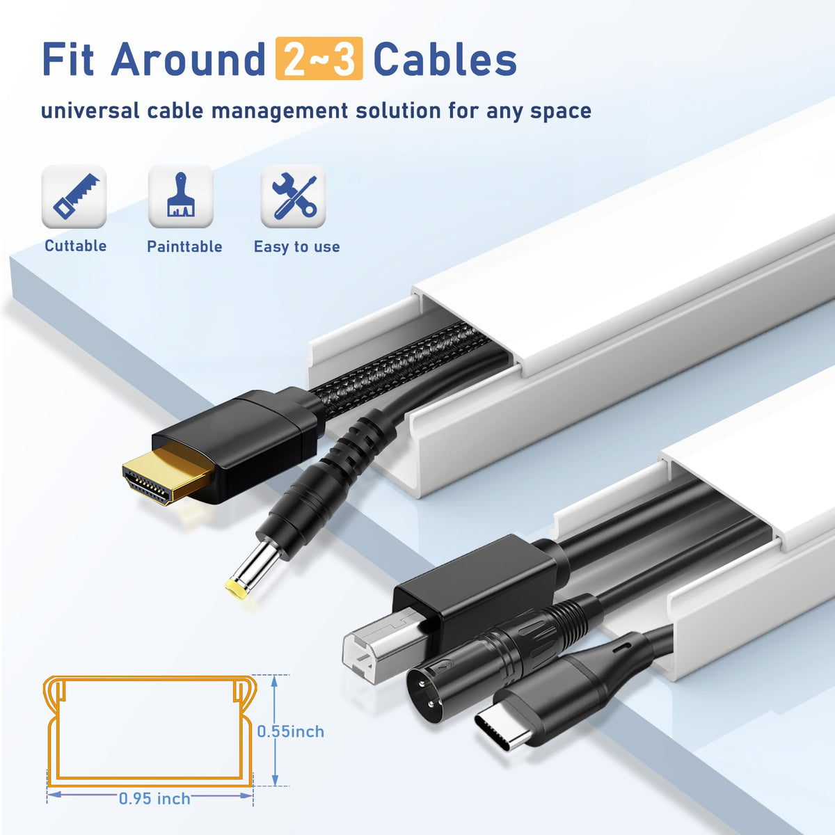 Bestong Cord Cover Raceway unrolled to reveal continuous channels for tidy cables