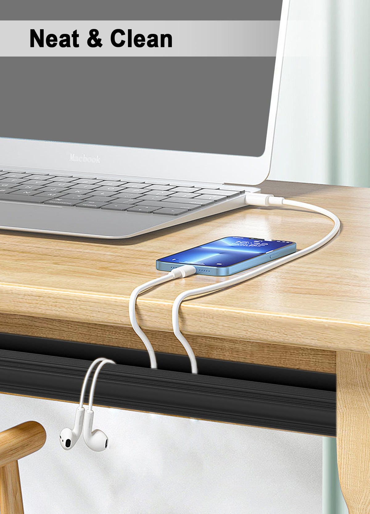 Bestong installed under desk with monitor setup providing clutter-free workspace benefit