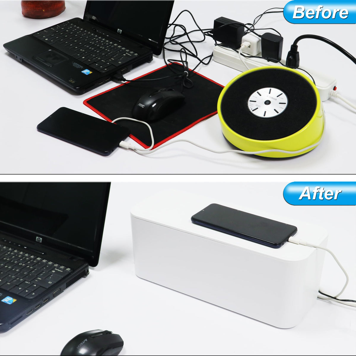 Bestong Power Strip Cover Box in ABS keeps cords dust free and organized