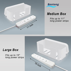 Bestong Power Strip Cover Box lid and side entry design for easy cable routing