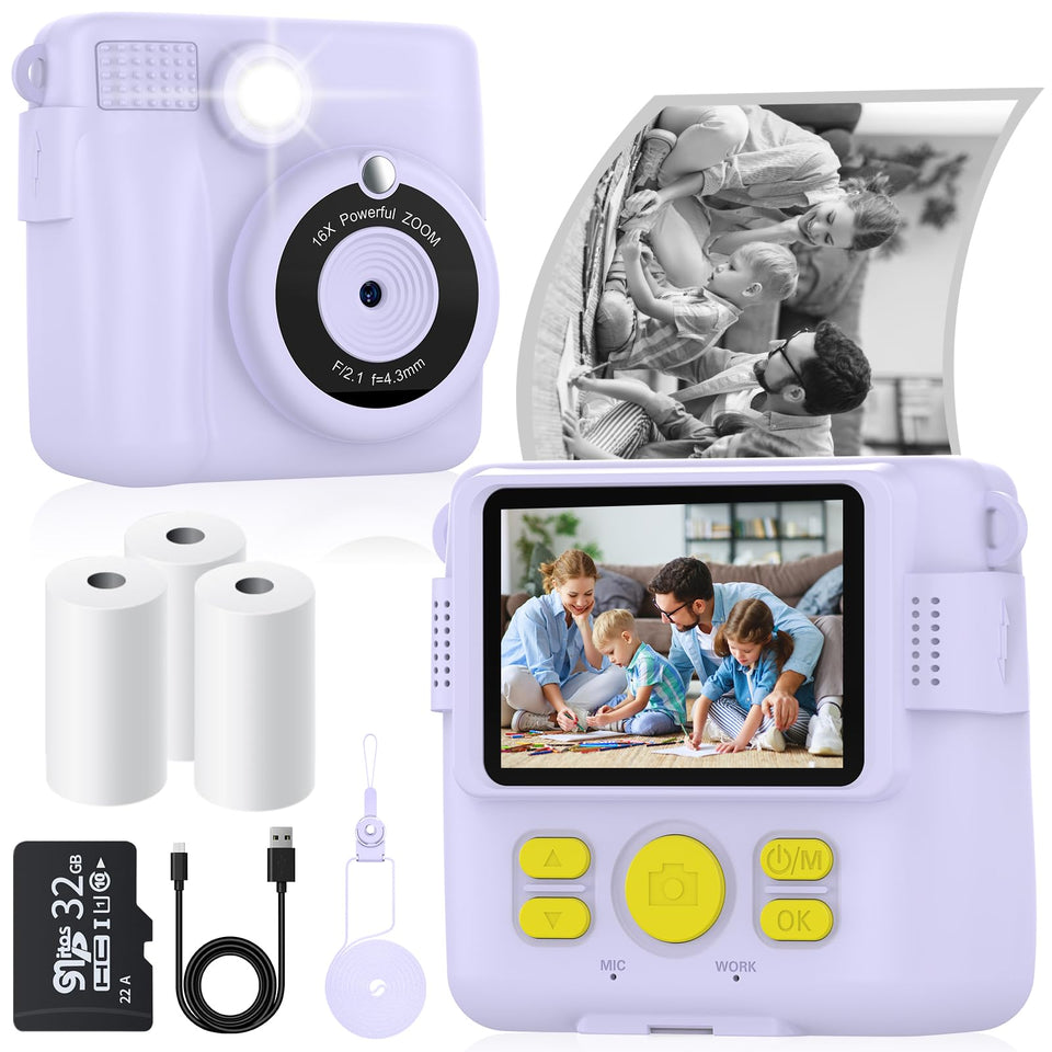 BESTOONE instant print camera for kids, front view highlighting compact, kid-friendly design.