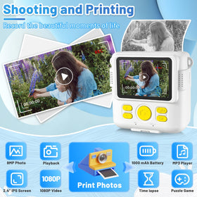 BESTOONE kids camera printing area showing quick, ink-free prints.