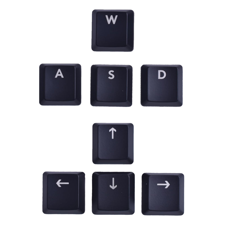 BestParts front view of eight black WASD and arrow keycaps showing fit and style benefits