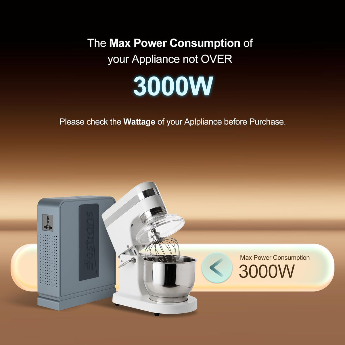 BESTRANS 3000W transformer with dual outlets ready for 220V appliances