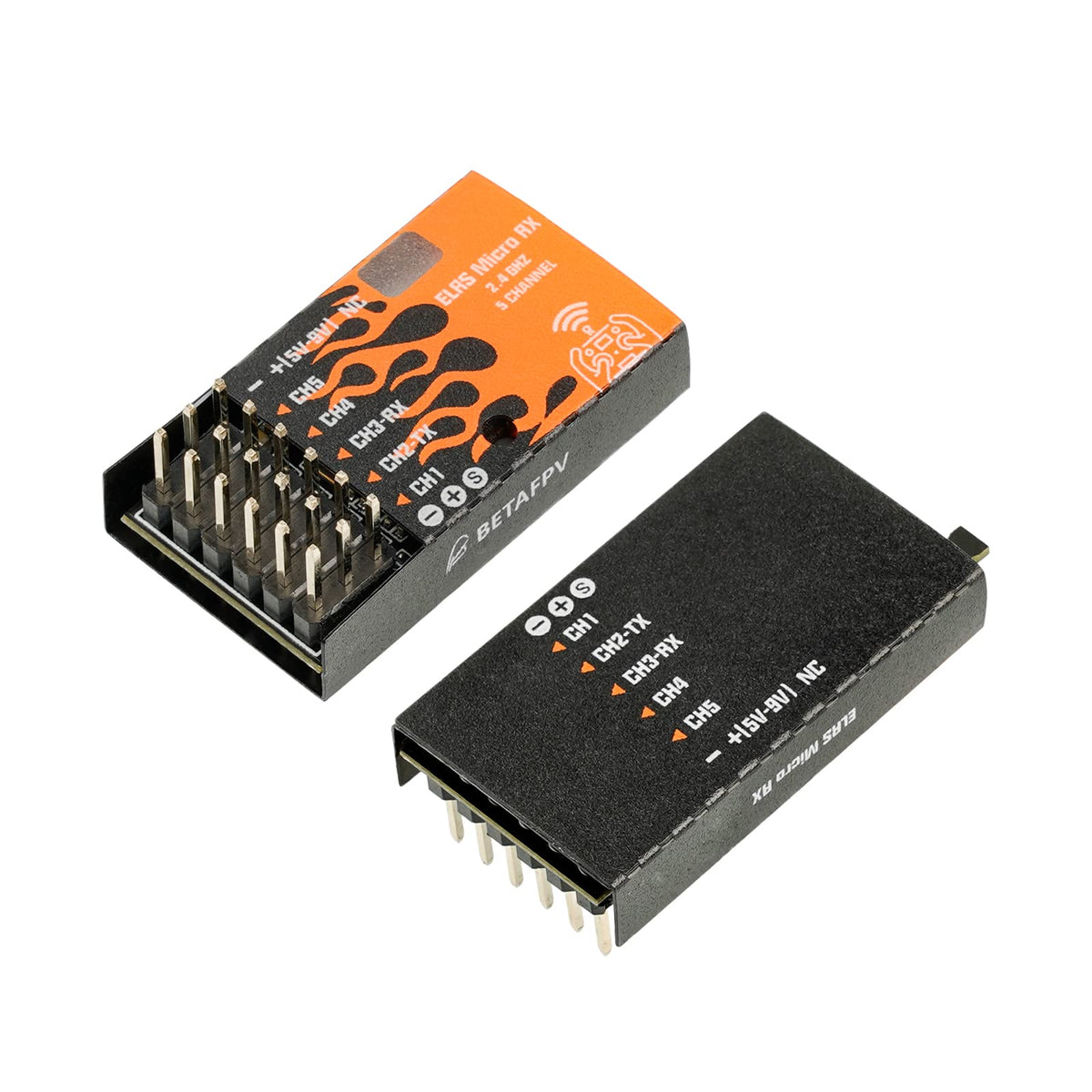 Lightweight, compact receiver weighing about 4.5 g with antenna.