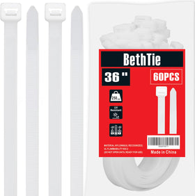 BethTie front packaging view showing 36-inch ties and 60 count benefit