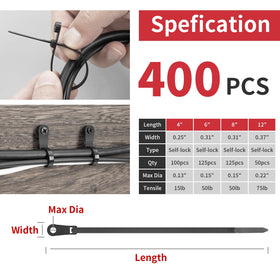 BethTie 8-inch mountable zip tie ready for outdoor wiring