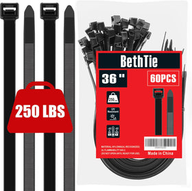 BethTie front packaging showing 36-inch zip ties and pack quantity benefit