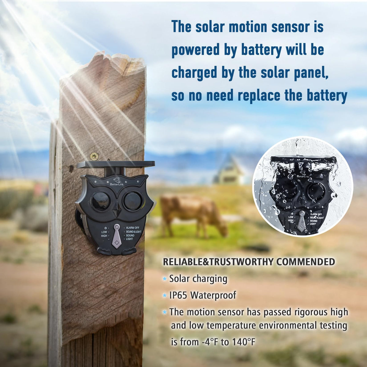 Betterlink motion sensor sealed to IP65 protecting electronics in rain