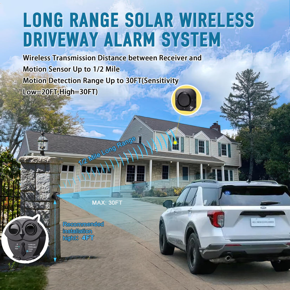 Betterlink solar motion sensor outdoors detects heat signatures up to 30 feet