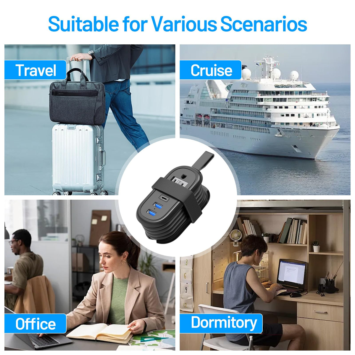 BEVA placed in a cruise cabin setting demonstrating space-saving travel use