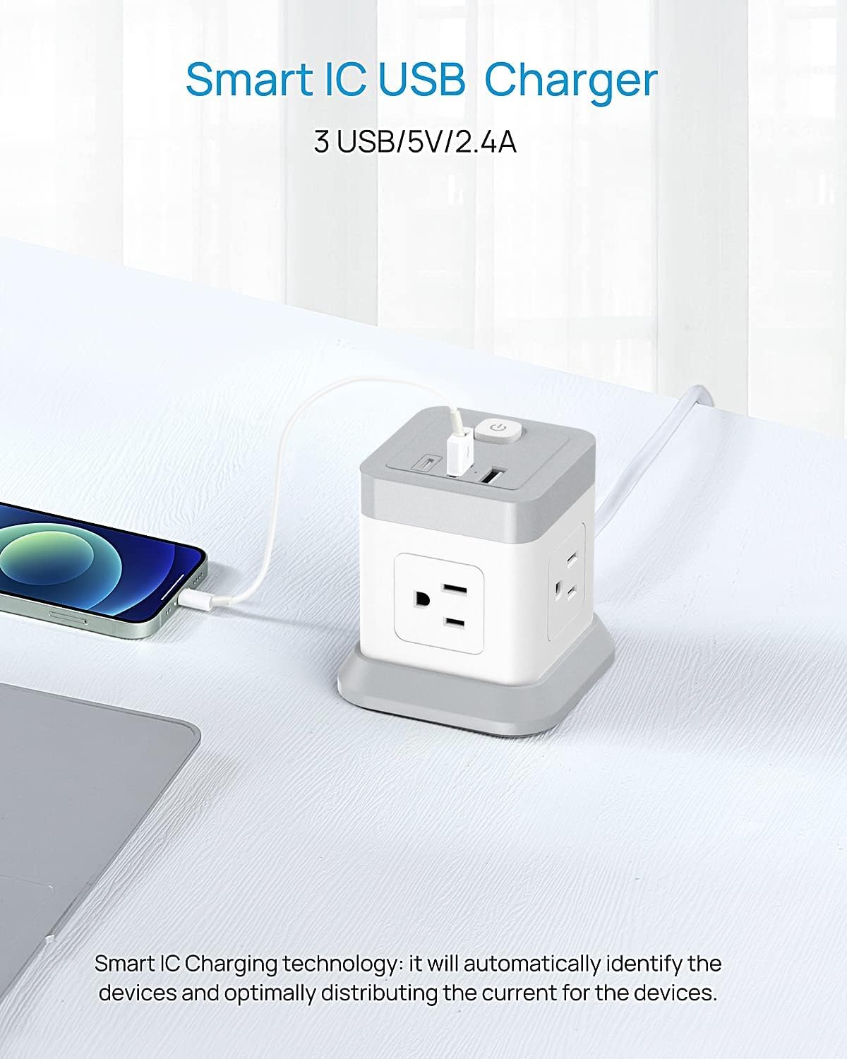 BEVA cube USB ports support smart charging for phones and tablets