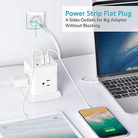 BEVA Power Strip USB cube design saves desk space and reduces clutter