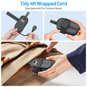 BEVA compact power strip fits in your palm for travel convenience