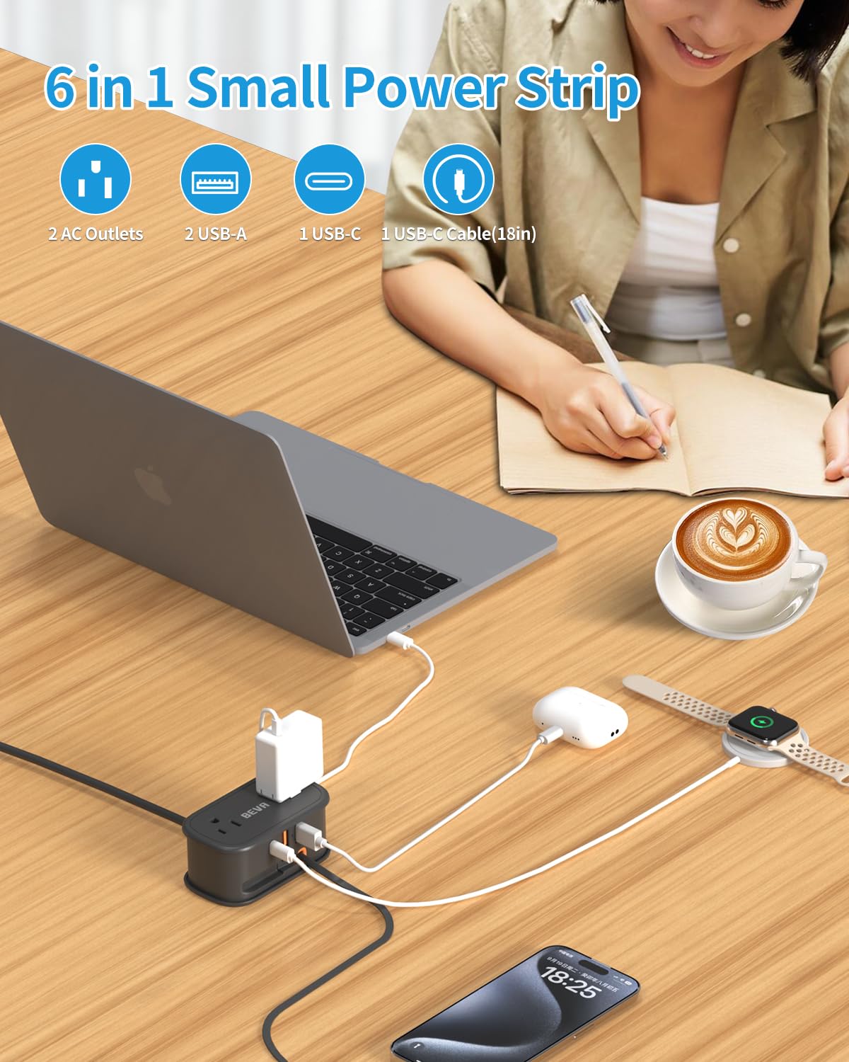 BEVA cruise-ready power strip without surge protection for cabin use