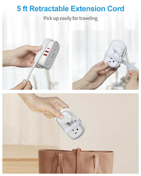 BEVA Travel Power Strip includes a five-foot cord for flexible placement anywhere.