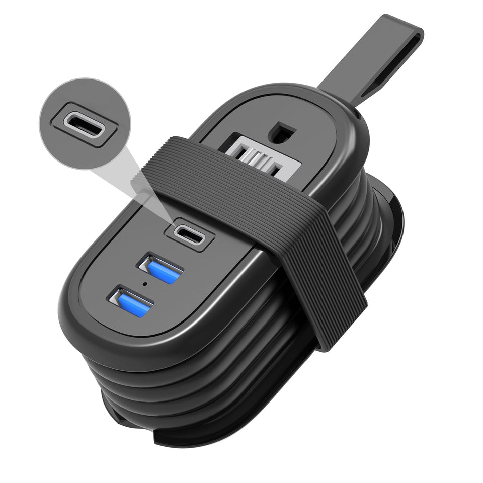 BEVA travel power strip with PD20W USB-C port for fast charging on the go