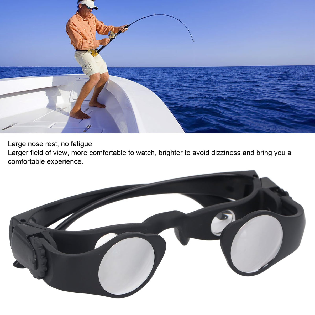 Bewinner side profile of binocular glasses highlighting slim frame and comfortable fit