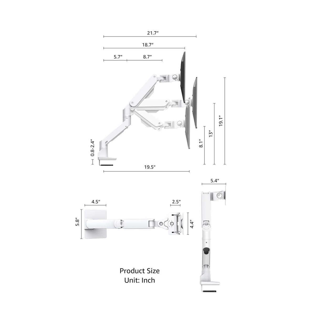 BEWISER packaging includes arm, VESA head, and mounting tools.
