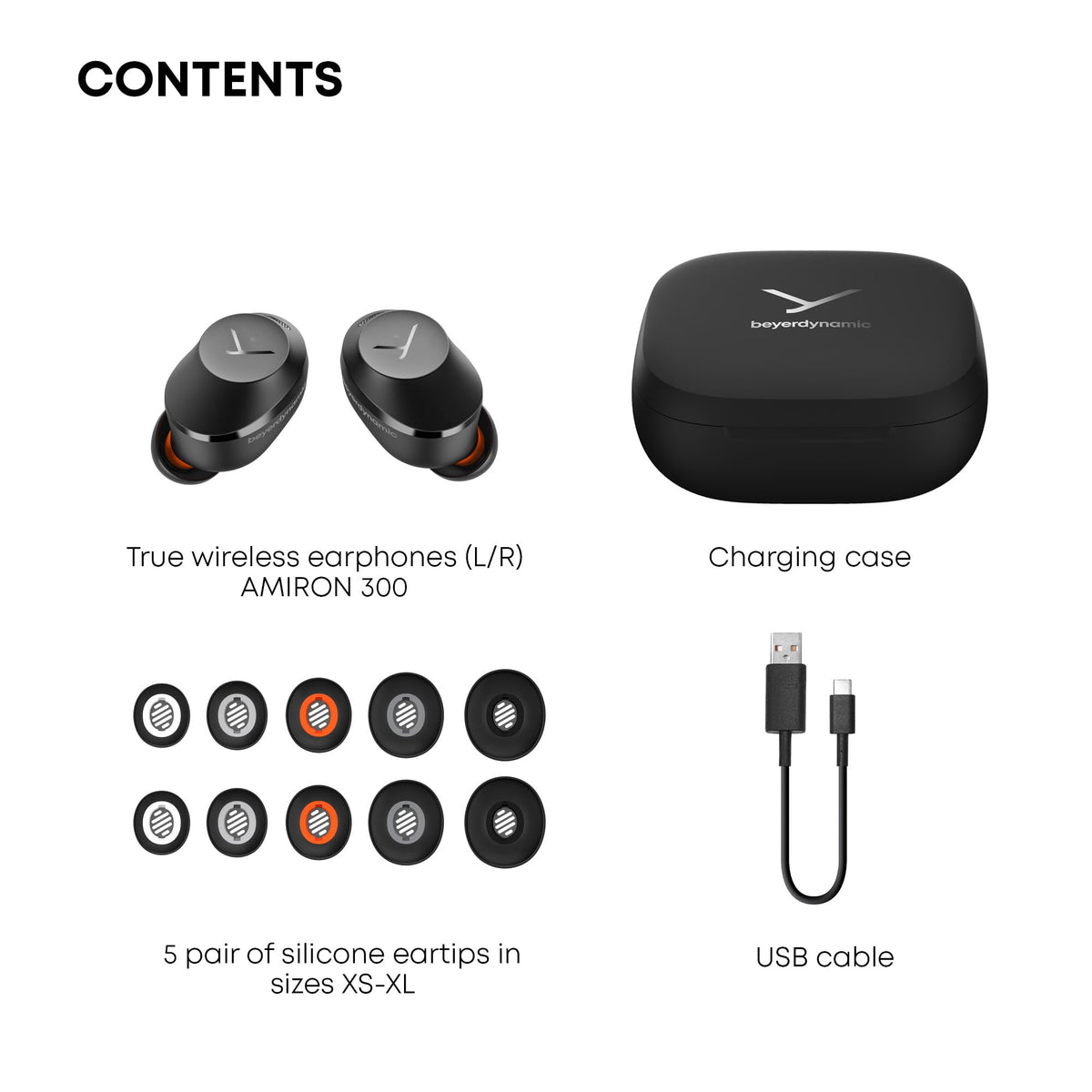Beyerdynamic Amiron 300 case front showing compact charging case.