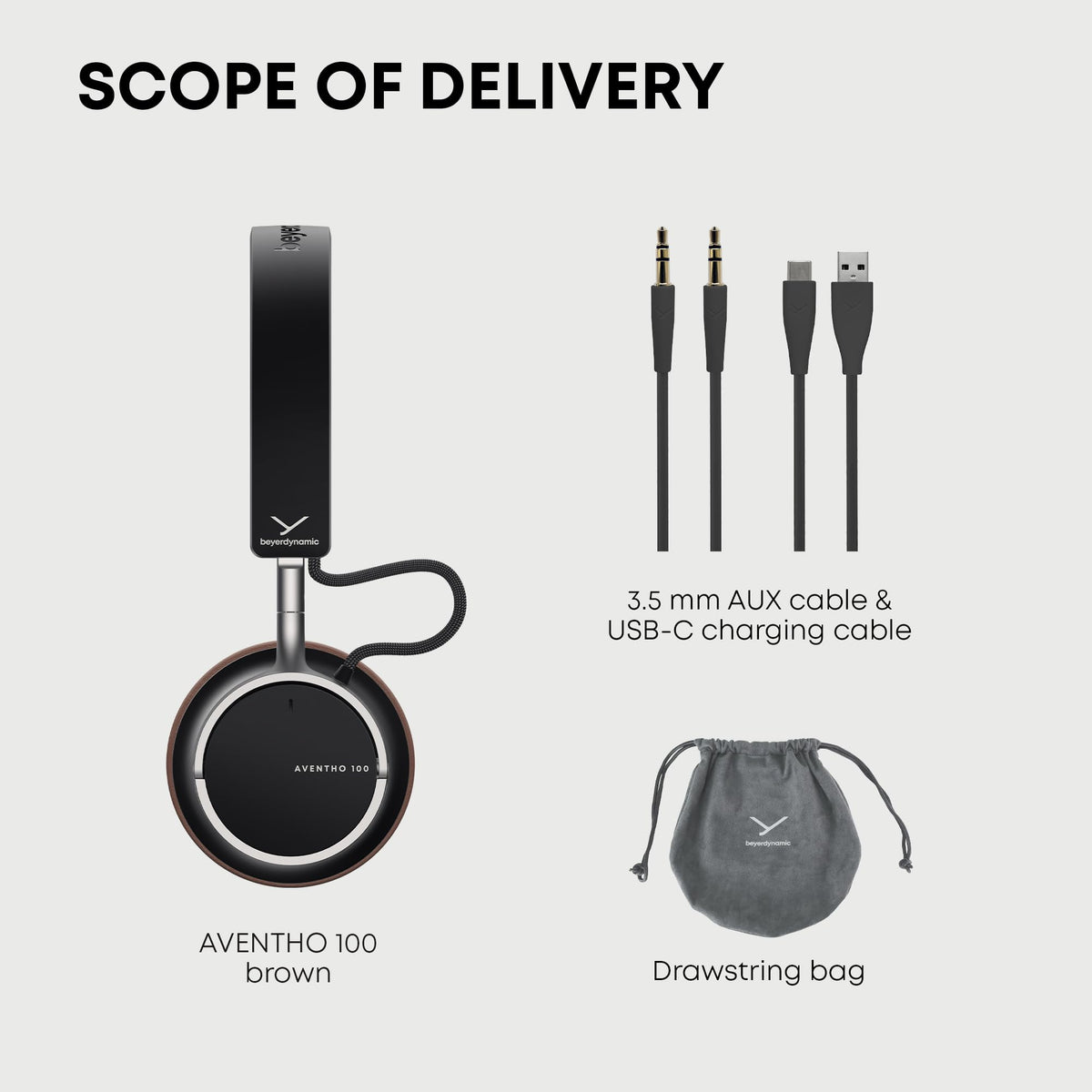 Beyerdynamic AVENTHO 100 brown travel case protects on the go