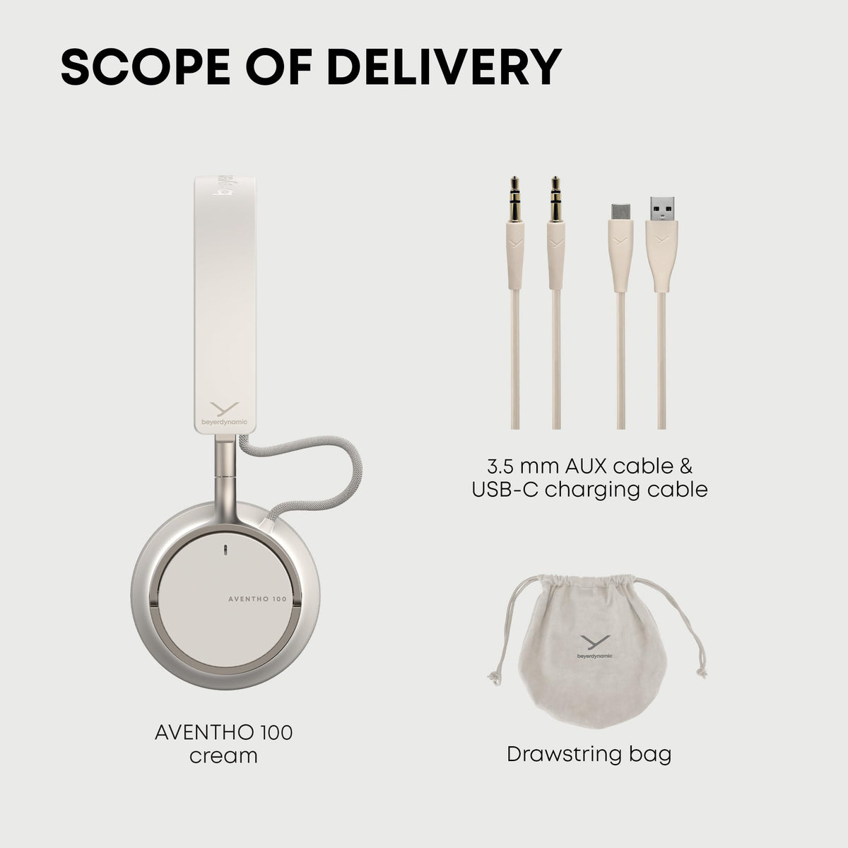 Beyerdynamic Aventho 100 travel-friendly design fits bags.