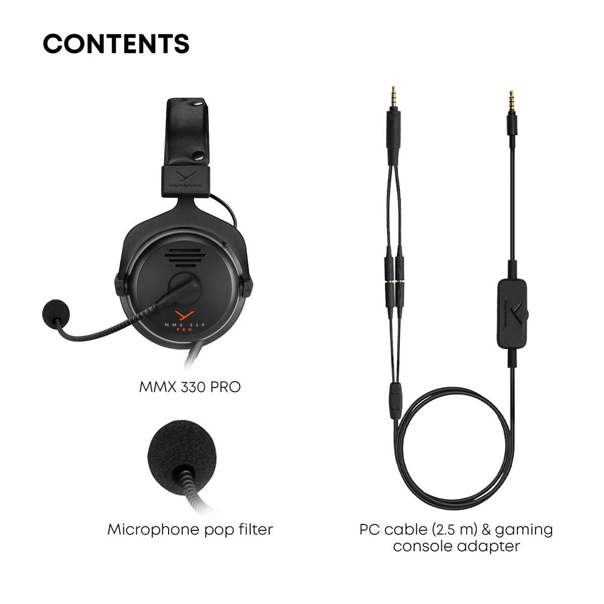 Beyerdynamic MMX 330 Pro packaging includes everything needed for setup.
