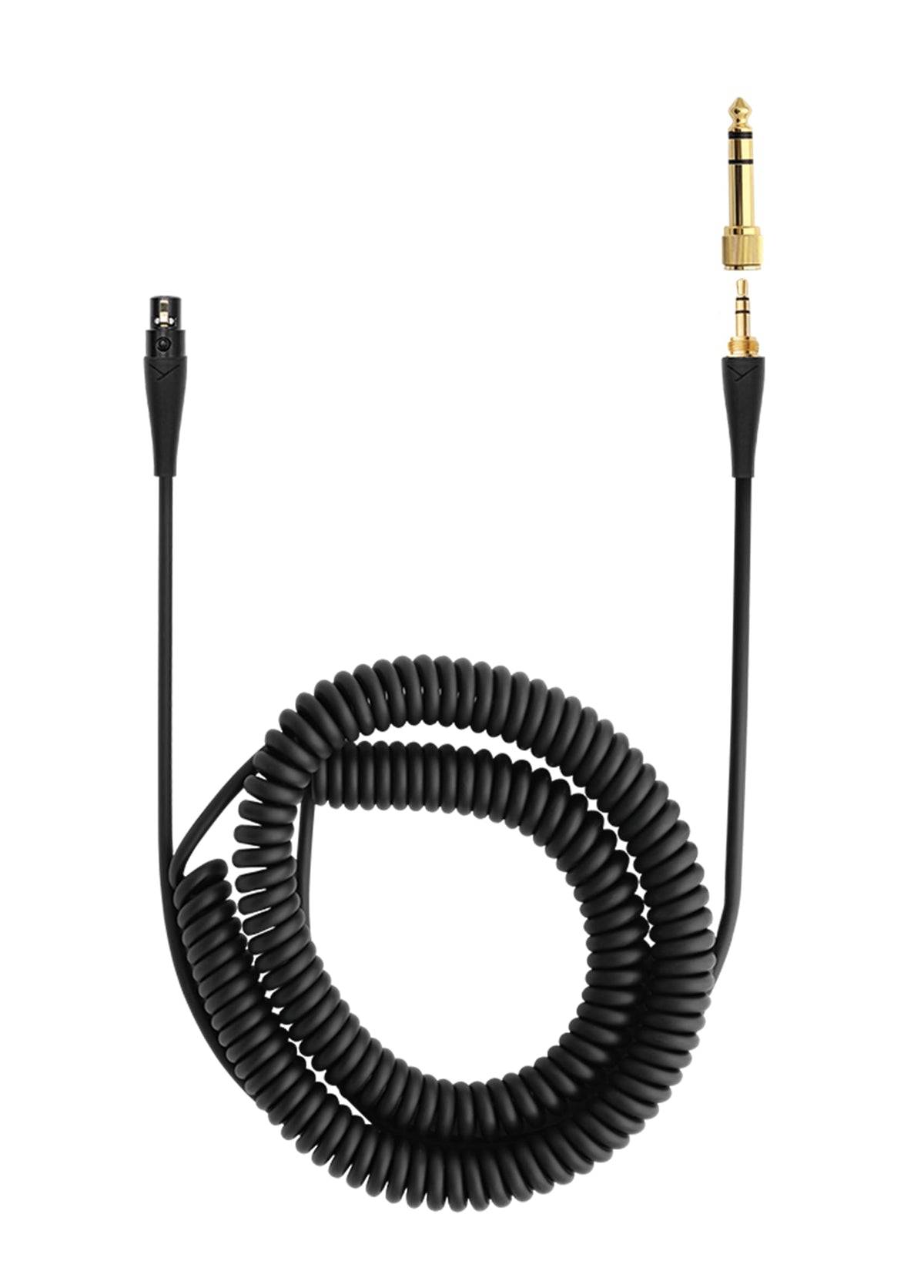 beyerdynamic coiled cable front view showing connectors and durable jacket for extended reach