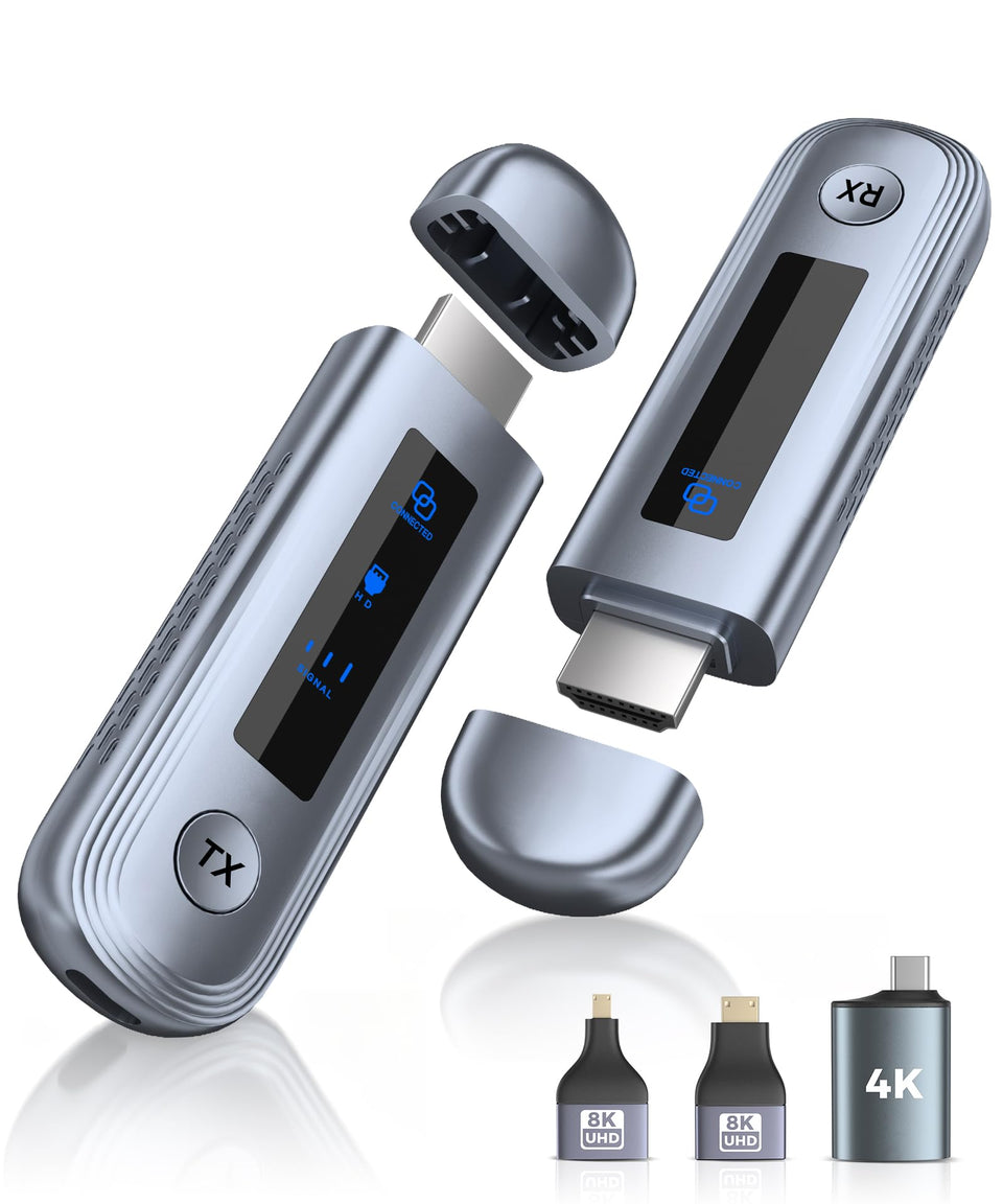 Beyn 4K wireless HDMI transmitter and receiver shown from the front for a compact, cable-free setup.