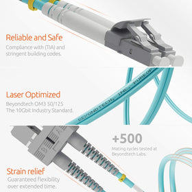 BEYONDTECH LC to SC OM3 cable with RoHS and IEC compliance for data centers