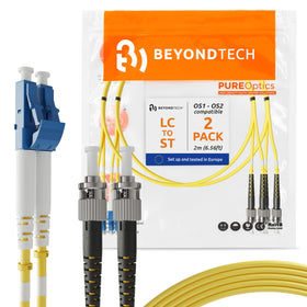 BEYONDTECH LC to ST patch cable two-pack shown for reliable duplex links.
