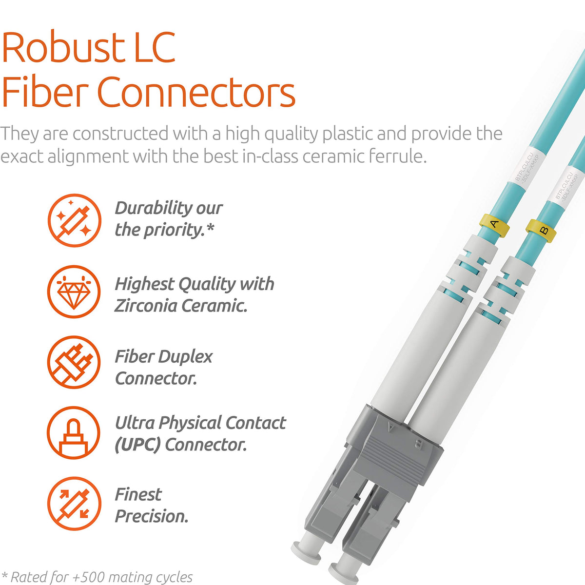 BEYONDTECH OM3 duplex fiber cable 50/125µm core for 10G-ready links