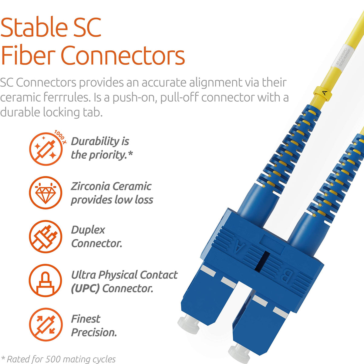 BEYONDTECH LC to SC fiber patch cable optimized for OS1/OS2 networks