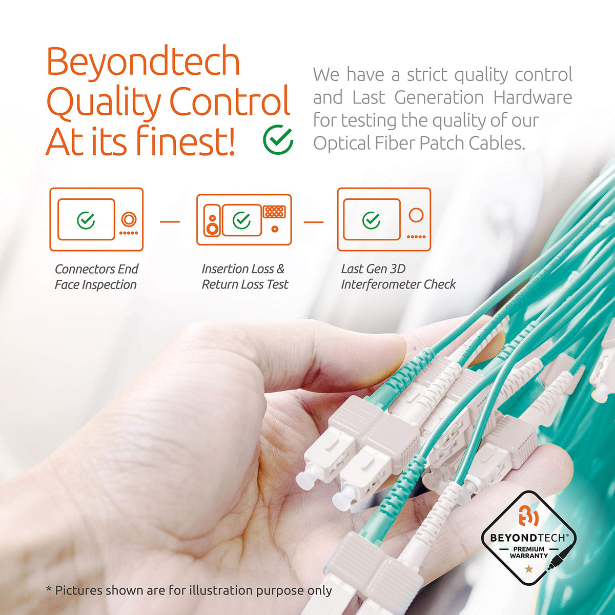 Beyondtech RoHS-compliant OM3 LC-LC patch cable.