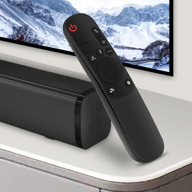 Beyution remote placed beside LG sound bar showing compatibility and easy replacement