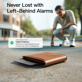 BFADEHA tucked in a passport sleeve during travel, offering secure item tracking on trips.