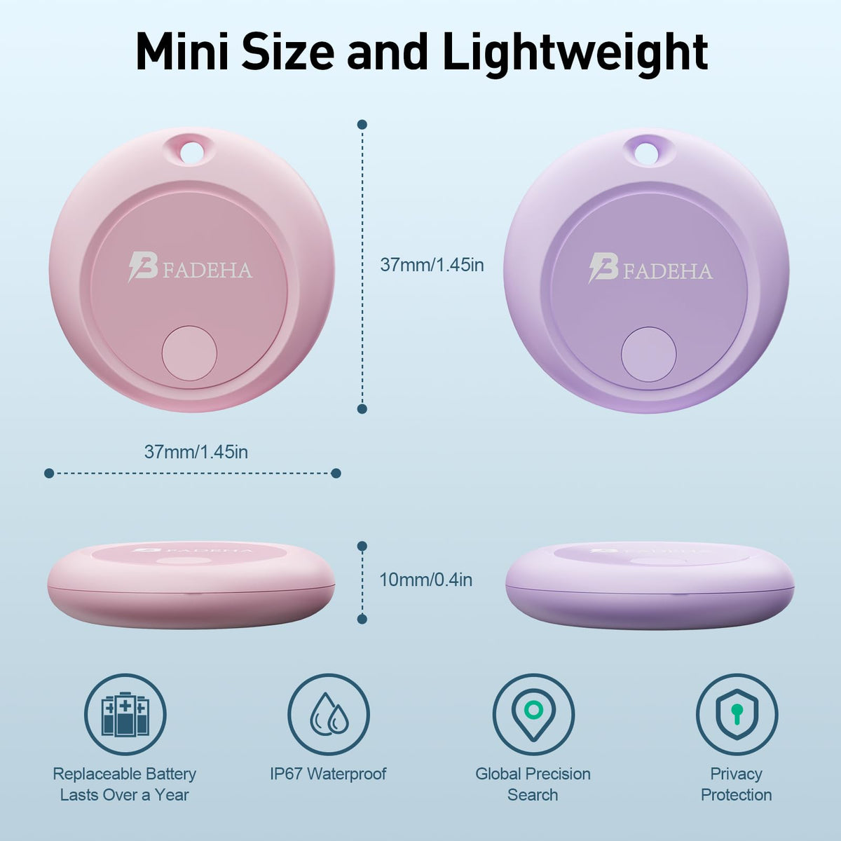 BFADEHA next to a coin showing scale and lightweight convenience
