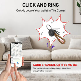 BFADEHA attached to keys demonstrating quick finding and audible alert