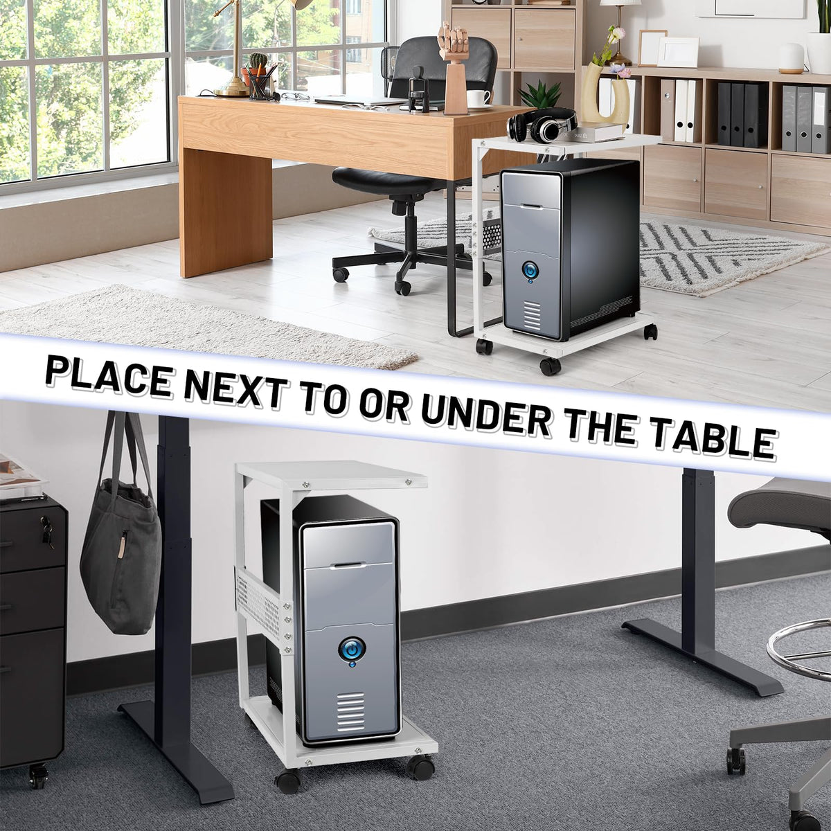 Bfttlity PC placed on stand with clear access to rear ports and cables