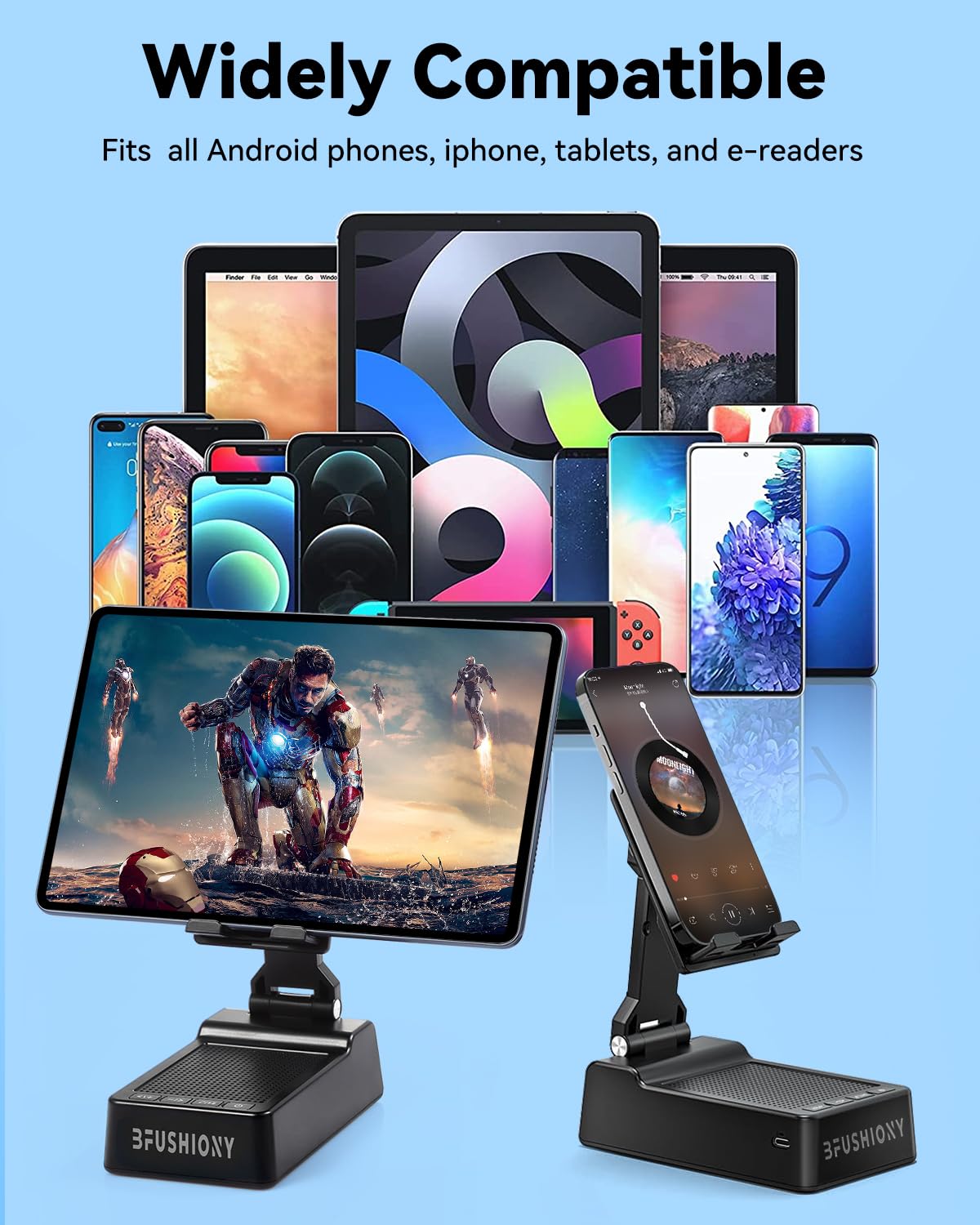 BFUSHIONY dual-stand speaker setup enhances home entertainment.