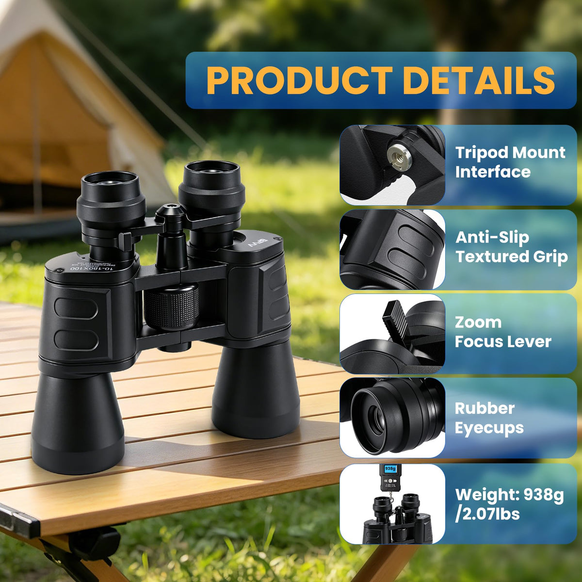 BFVV central focus and right eyepiece fine-tuning ensure quick adjustments.