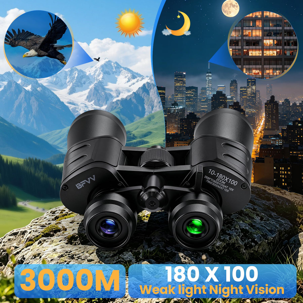 BFVV zoom binoculars eyepiece 18mm offers comfortable viewing and precise focus.