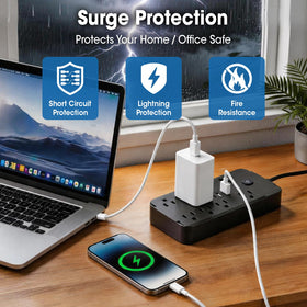 BGUP flat plug design preventing blockage of adjacent outlets for tidy spaces