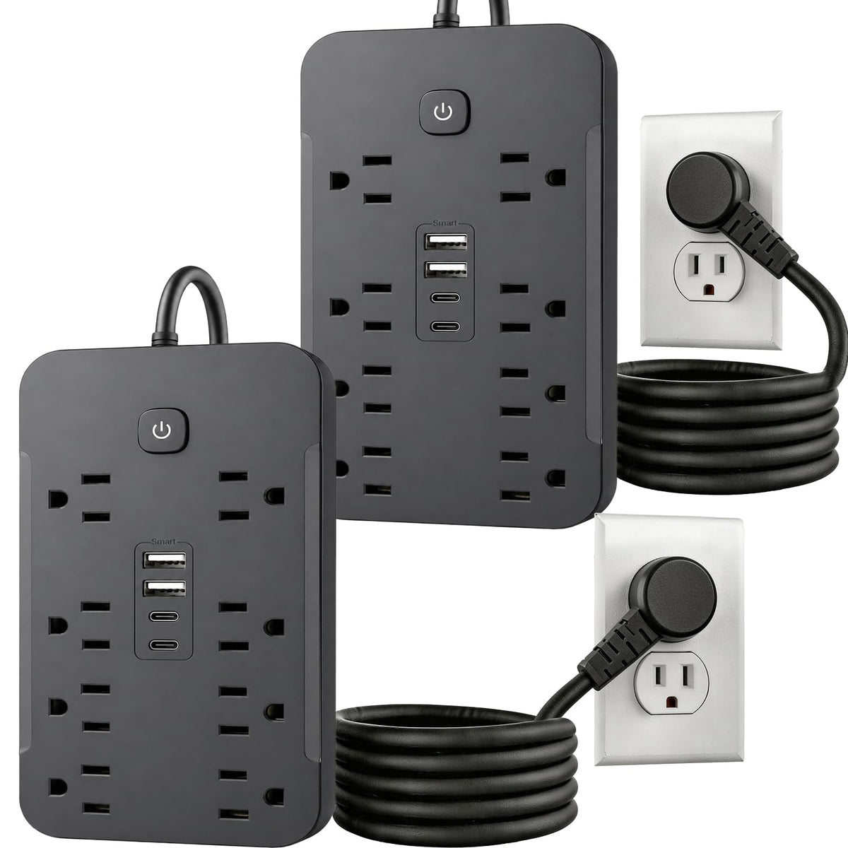 BGUP front view showing eight outlets and four USB ports for versatile charging