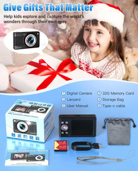 Bhagdaoe kids camera packaging and accessories for easy setup
